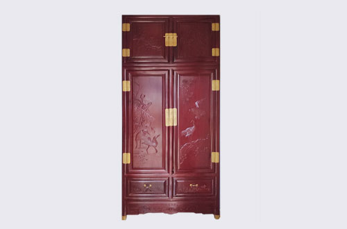 海淀高端中式家居装修深红色纯实木衣柜